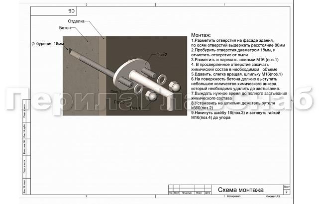 Комплект фурнитуры для козырька 1200х2800 (на вантах/тягах) k671-12-28 5