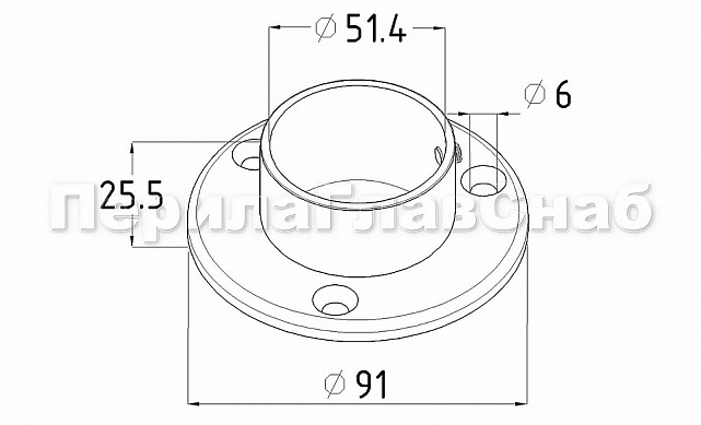 Фланец для трубы Ø50.8 мм, 90х3 мм, полированный, литой (AISI 316) k022-3 3