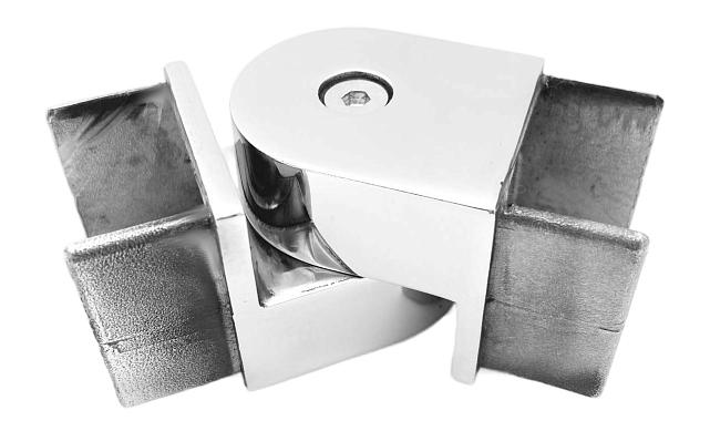 Отвод для поручня с пазом 40х40 мм, шарнирный, полир., (AISI 304) k546-2 5