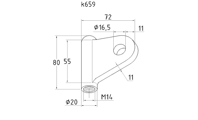 Крепление стеклодержателя (рутеля) к ванте (серьга) (AISI304) k659 4 Крепление стеклодержателя (рутеля) к ванте (серьга) (AISI304) k659 4
