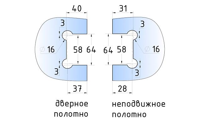 Петля для душевой стекло-стекло 90х55 мм, 135°, цинк, черный t302 BZn 3