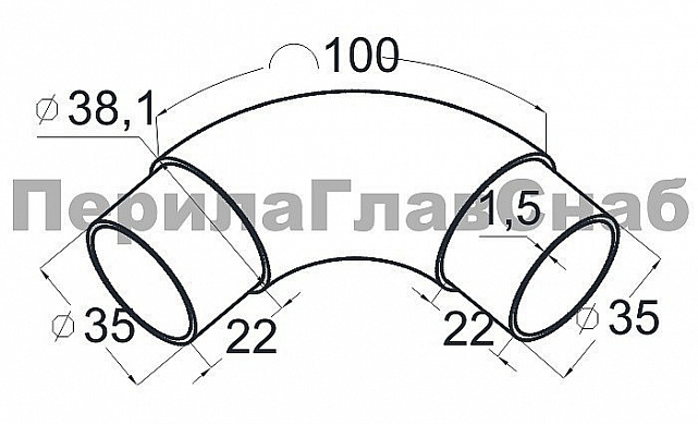 Отвод поручня под Ø38.1х110х1.5 мм, 90°, литой, полированный 600 Grit, с двумя установочными кольцами, (AISI 316) k059-4 2 Отвод поручня под Ø38.1х110х1.5 мм, 90°, литой, полированный 600 Grit, с двумя установочными кольцами, (AISI 316) k059-4 2