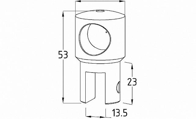 Крепежный элемент труба-стекло, глухой, для трубы 19 мм, цинк-хром полированный t913 PZn 5