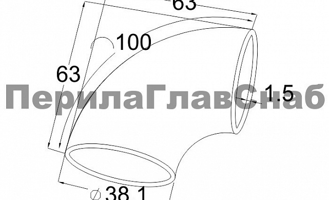 Отвод поручня под сварку Ø38.1х1.45 мм, полированный 400 Grit, (AISI 316) k095-4 2 Отвод поручня под сварку Ø38.1х1.45 мм, полированный 400 Grit, (AISI 316) k095-4 2