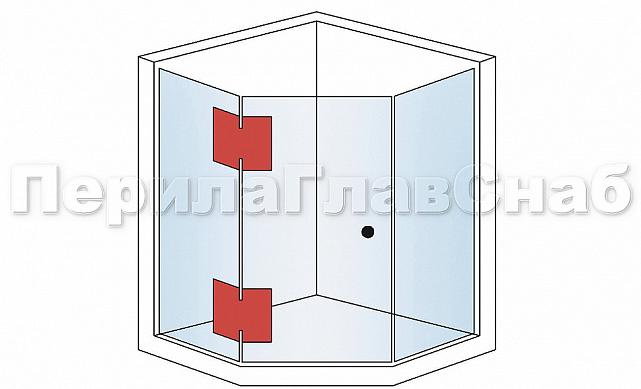 Петля для душевой стекло-стекло 90х55 мм, 135°, нержавеющая сталь AISI 304, полированная t302 PSS 2