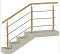 Три ригеля на держателях, квадратные деревянные поручень и стойки в Алматы. Готовые проекты ПерилаГлавСнаб - фото 1