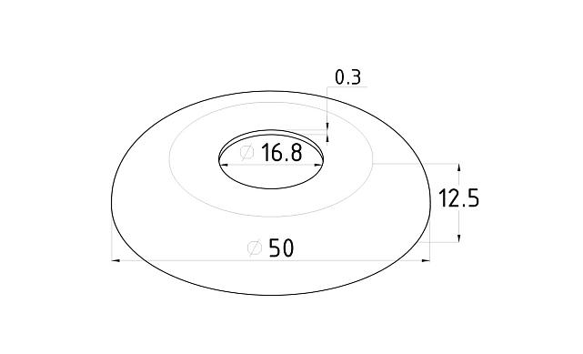 Низ стойки Ø16.5 мм, Ø50х12.5х0.3, полированный (AISI 304) k202 2