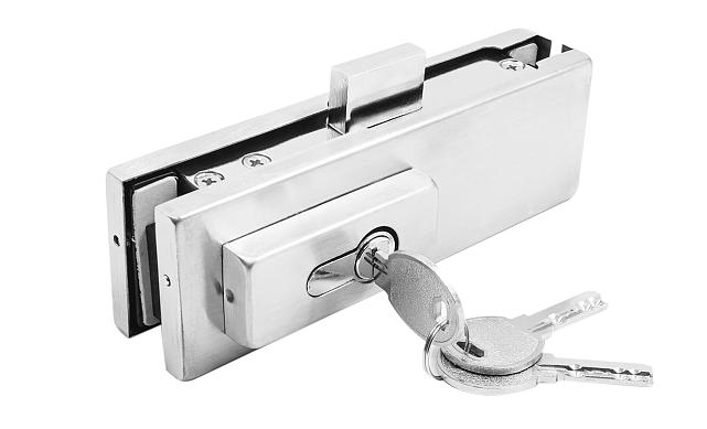 Замок для стеклянной двери центральный с прямоугольным ригелем, шлифованный, вырез 13 t152 SSS 8