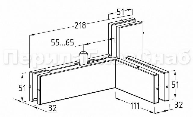 Фитинг угловой с осью и ребром жесткости, шлифованный t141L SSS 2
