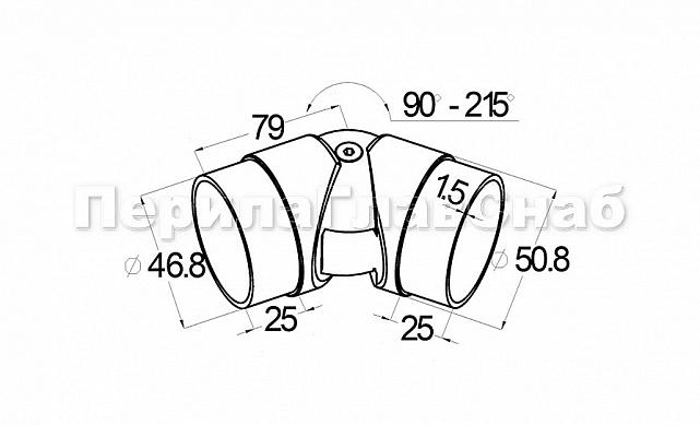 Поворот литой, регулируемый, шаровый, под Ø50.8х1.5 мм, полированный, (AISI 316) k011-2 2