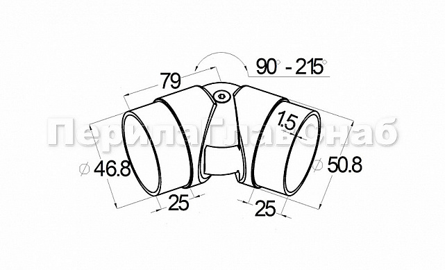 Поворот литой, регулируемый, шаровый, под Ø50.8х1.5 мм, полированный, (AISI 316) k011-2 2
