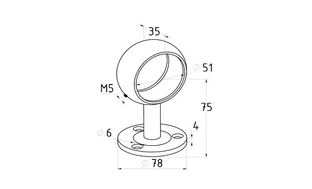 Держатель выносной с обхватом для трубы Ø50.8 мм, полированный, сварной (AISI 304) k066 2