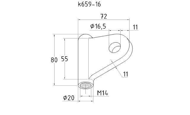 Крепление стеклодержателя (рутеля) к ванте (серьга) (AISI316) k659-16 4 Крепление стеклодержателя (рутеля) к ванте (серьга) (AISI316) k659-16 4