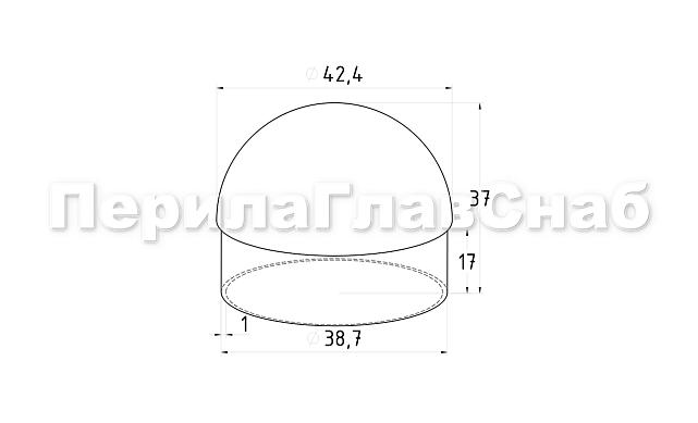 Заглушка литая сферическая на трубу Ø42.4х1.5 мм (AISI 304) полированная k272  2
