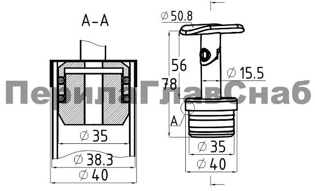 Наконечник стойки палец Ø38.1 мм с резинками, регулируемый k204-88 2